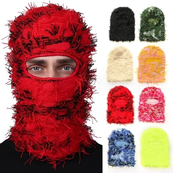 Търговия на едро затруднена ски маска плетени шапки Skullies еластична капачка зимна топла цяло лице Shiesty маска камуфлаж ски балаклава