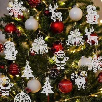 8Pcs Коледна хартия Снежинка Снежен човек Дядо Коледа орнаменти Коледно дърво висящи висулка Коледна украса за дома Нова година