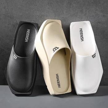 Мъже Чехли Пързалки Летни плажни обувки Меки вътрешни дебело дъно Сандал Подходящи външни сандали Джапанки Дизайнерски слайдове