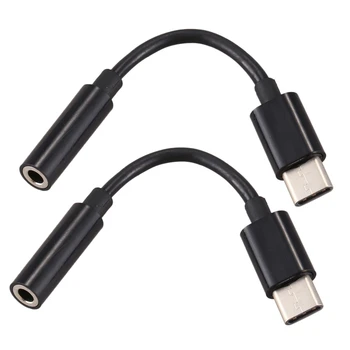 2X USB C до 3.5Mm адаптер за кабел за слушалки / слушалки, тип C 3.1 мъжки порт към 3.5 мм женски стерео аудио