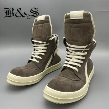 Black& Street Exclusive Персонализирани висококачествени гео-кошни ботуши Rock Punk Trainer Real Leather TPU Sole Shoes Real Picture