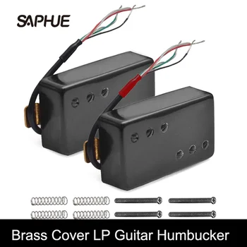 Two Line 3 + 3 месингов капак Humbucker китара пикап 4 бобина кабел 7.5k / 15k намотка разделяне пикап за LP китара черно