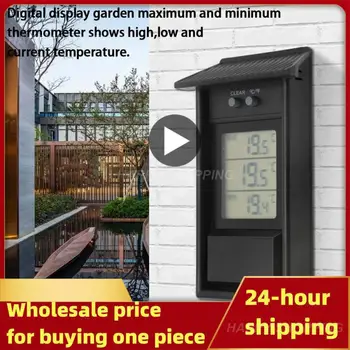 цифров термометър LCD дисплей Макс мин оранжерия градина вътрешен открит стена стая водоустойчив стенен термометър